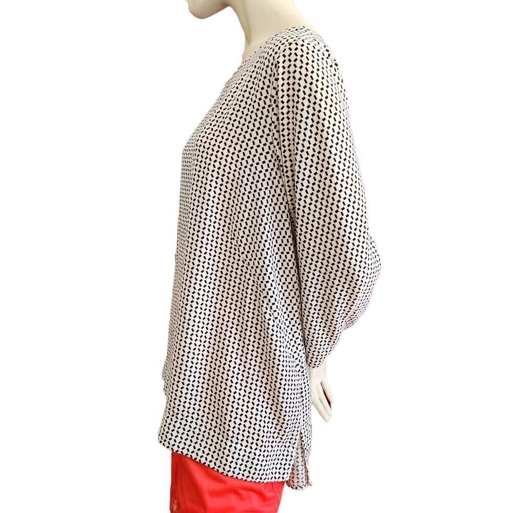 Roz & Ali Blouse Women's Plus Size 3X Black White Geometric 3/4 Sleeve